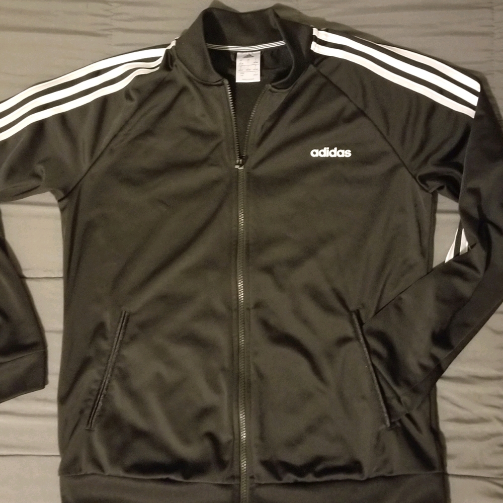 Addidas Jacket, Black with White Stripes